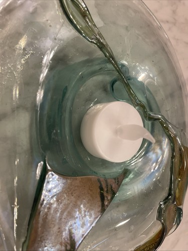 Artisan Signed Oval Hand Blown Glass Candle Plate Vintage - Picture 18 of 19
