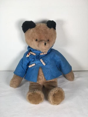 Vintage Paddington Bear 18" Plush Bear Blue Felt Raincoat Eden Toys - Image 1 of 4