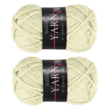 2PCS Crocheting Yarn, Cream White 4Ply Acrylic Yarn 50g, 110Yards