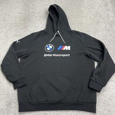 Puma BMW Motorsport Hoodie Mens Large Racing Black Sweatshirt Pullover Hooded