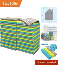 50 Pack of Ultra-Soft Microfiber Cleaning Cloths - 16x12 Lint-Free  Streak-Free