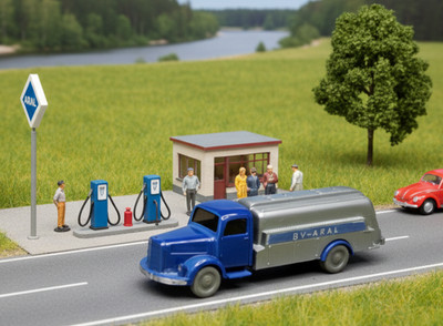 Wiking Mercedes MB 3500 ARAL Tankwagen ENZIANBLAU 1961-63 Aufkleber original