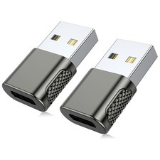 AuviPal USB-C Female to USB-A Male Adapter 2-Pack , 18W Fast Space Gray