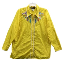 VTG Bob Mackie Wearable Art Shirt Womens XL Western Ribbon Craft Grandma Teacher