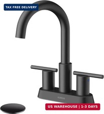Hurran 4 Inch Bathroom Faucet for Sink 3 Hole, Matte Black Bathroom Faucet with