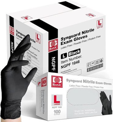 Intco Basic Medical Black Nitrile Exam Gloves 4.5 Mil - Latex-Free & Powder-Free