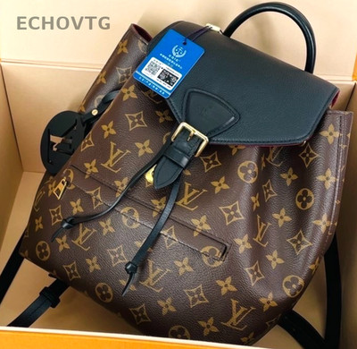 Louis Vuitton Montsouris PM Monogram Canvas Backpack Shoulder Bag Brown Women