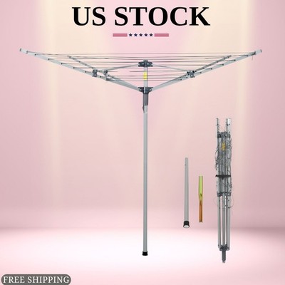 NEW Collapsible 4 Arm Rotary Outdoor Umbrella Drying Rack 131ft Space