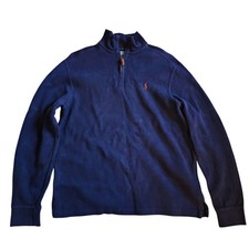 Polo Ralph Lauren Mens Pullover Mock Neck Sweater Size M Navy Blue 1/4 Zip