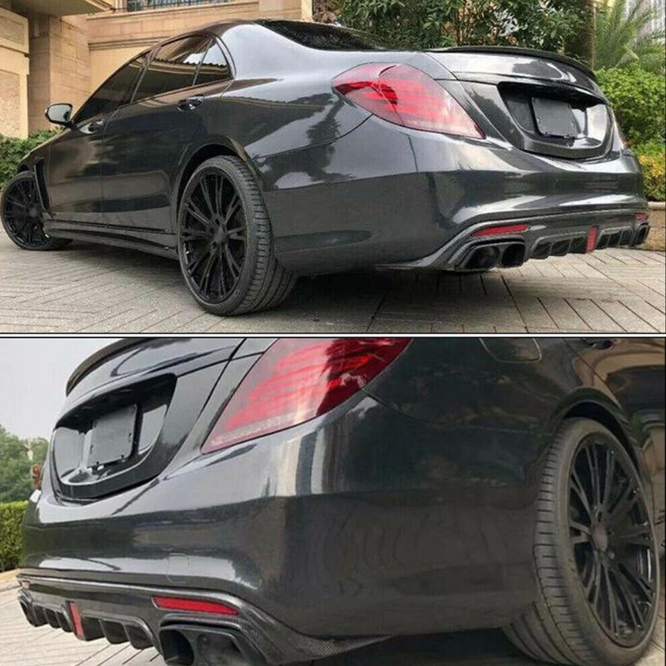 For Mercedes Benz W222 S550 S63 2013-2017 Rear Diffuser w/LED Light + Exhuast - Image 4 of 4