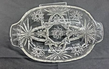 Vintage Anchor Hocking Star of David Clear Glass Relish Pickle Olive Candy Dish