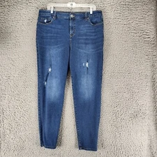 Style & Co Jeans Womens 18 Blue Stretch High Rise Curvy Skinny Leg *GUC*