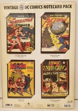 Vintage DC Comics Notecard Pack Set 2 Featuring Wonder Woman Superman Batman.