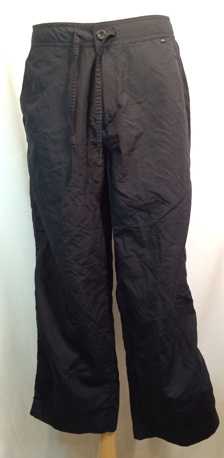REI Size 10 Black Nylon Hiking Capris Pants UPF 50+ Shell Drawstring Outdoor eBay