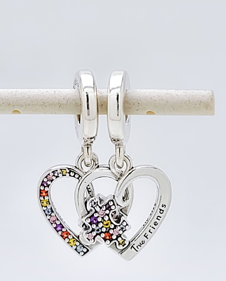 NEW 100% PANDORA 925 Puzzle Piece Hearts Splittable Friendship Charms ...