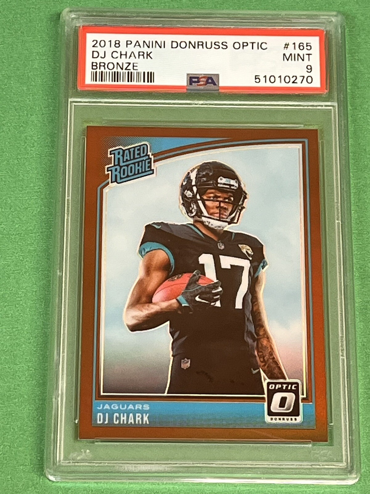 DJ CHARK 2018 PANINI DONRUSS OPTIC BRONZE RATED ROOKIE RC CARD #165 PSA MINT 9