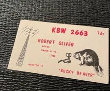 Robert Oliver Bucky Beaver Mason West Virginia KBW2663 1970s Ham CB Radio Card