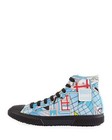 100% AUTHENTIC NEW MEN PRADA COMIC PRINT GARBARDINE HIGH TOP SNEAKERS 8/US 9 — photo 2