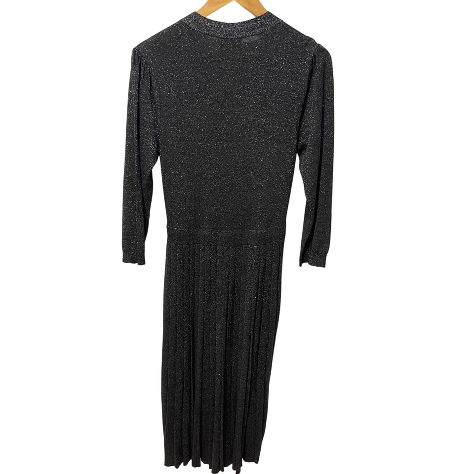 NEW Kate Spade Dress Women L Silver Metallic Pleated Sweater Holidays
