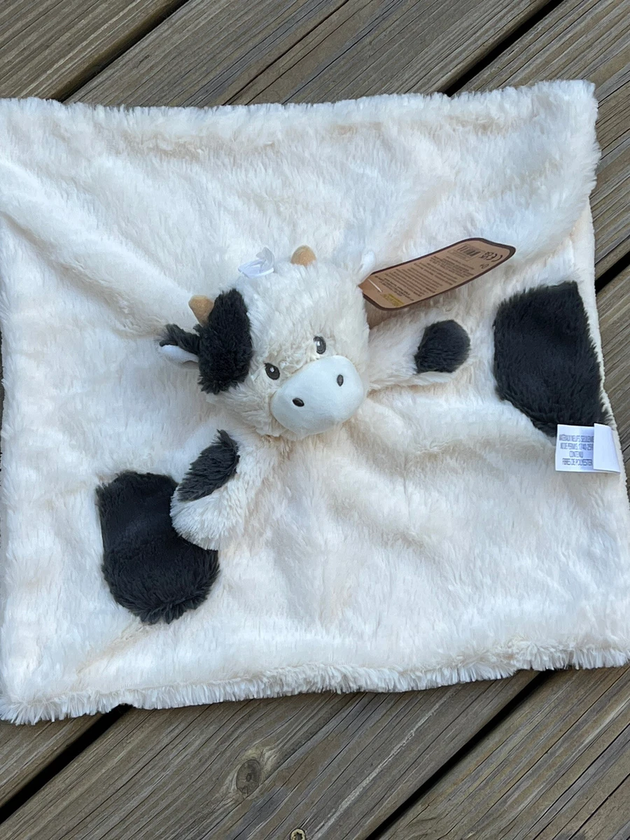New K Luxe Kellytoy COW Cream Gray Baby Security Blanket Lovey Nunu W Rattle