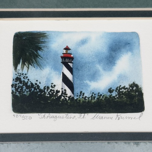 Dianne Krumel Signed Numbered Sealed VTG Lighthouse Etching Art Set of 3 Seaside - 第 10/12 張圖片