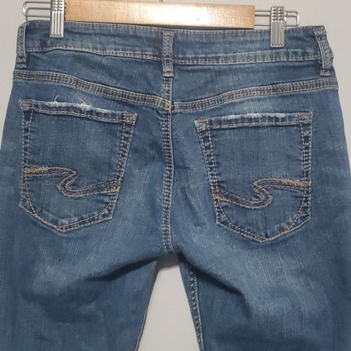 Silver Jeans Co Jeans Mens Sz 29 Blue Embellished Stylish Distressed Ripped Sam - Picture 8 of 16