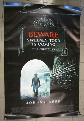 Tim Burton SWEENEY TODD Beware Vinyl 54'' x 36'' Theater Banner/Poster Johnny Depp
