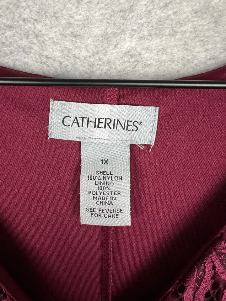 Vestido Catherines Mujer 1X Rojo Borgoña Encaje Boda Fiesta de Navidad Foto 4 de 4