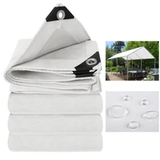 20ft Wide Large Canvas Tarp Heavy Duty Water Resistant Tarpaulin RV Boat Cover