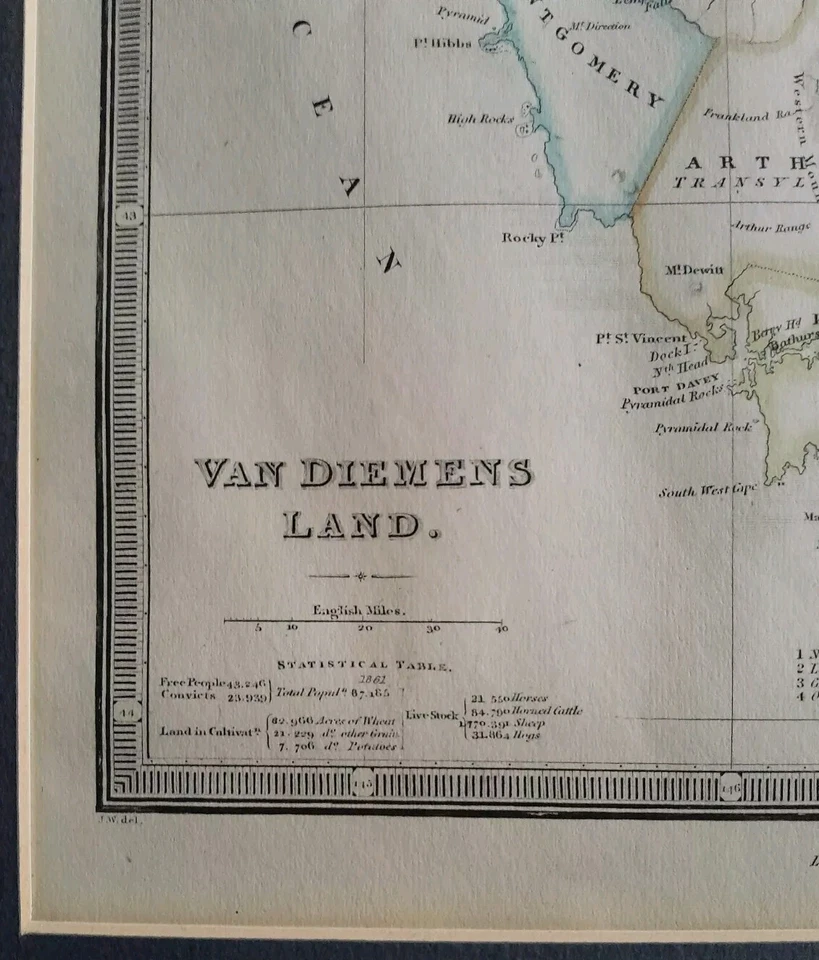 JAMES WYLD "VAN DIEMENS LAND - TASMANIA" MAP. HAND COLOURED. CIRCA 1874 - Image 4 of 4