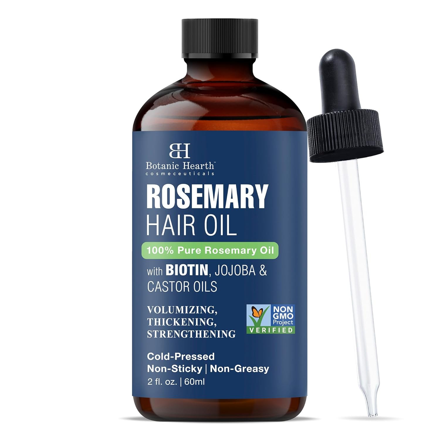 100% Pure Rosemary Oil for Hair Growth (2 Fl Oz) Infused with Biotin, Jojoba & C