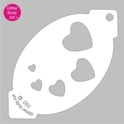 GLITTER BODY ART LTD Hearts Face Paint Stencil Template 050 - Reusable face painting design for kids