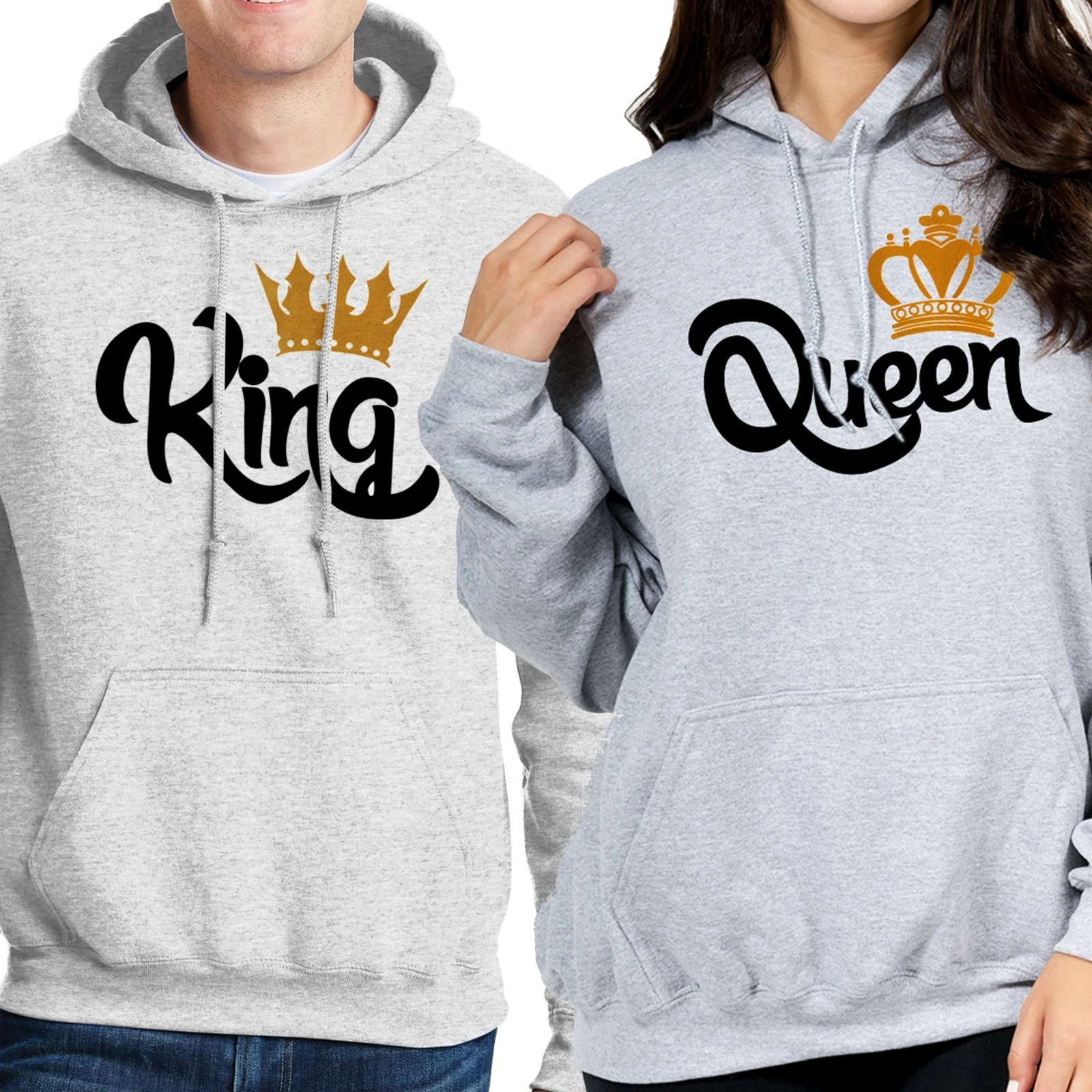 KING QUEEN Hoodie Matching Couple Valentines Day Gift