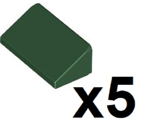 🧱 LEGO 5 New Dark Green Slopes 30 1 x 2 x 2/3 Stud Pieces