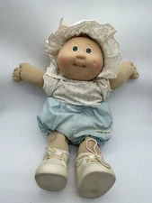 Cabbage Patch Doll Blonde Hair Green Eyes Xavier Roberts Blue Signature 1985