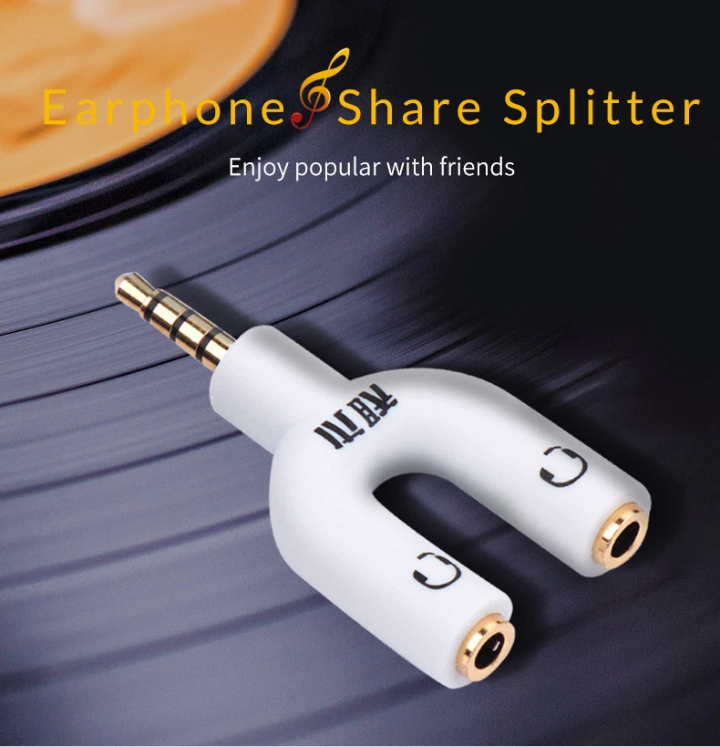 3.5mm AUX Audio Splitter 4-Pole Duplicate Adapter Support Mic For Headphone  AU