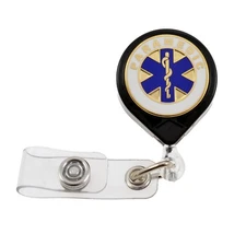 Paramedic Badge Reel Retractable ID Card Holder Security Lanyard Star of Life