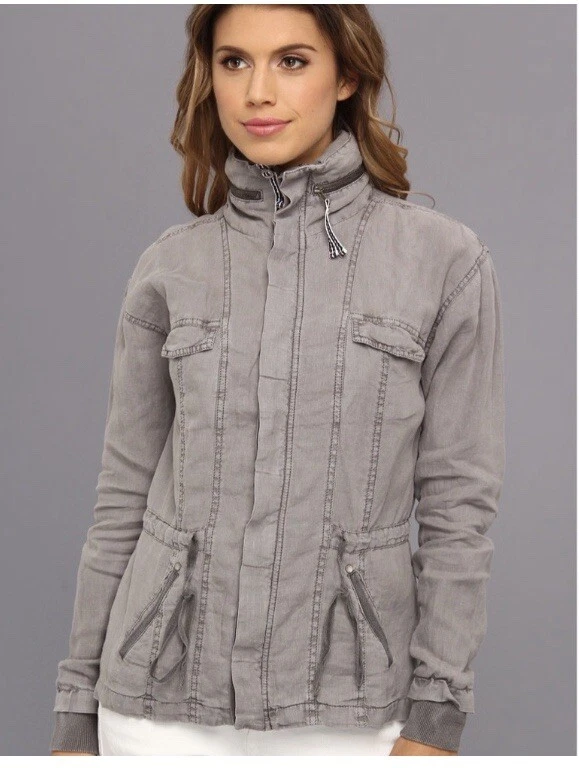 VETEMENTS Giacca donna Michael Stars in lino con zip e anorak taglia M grigia