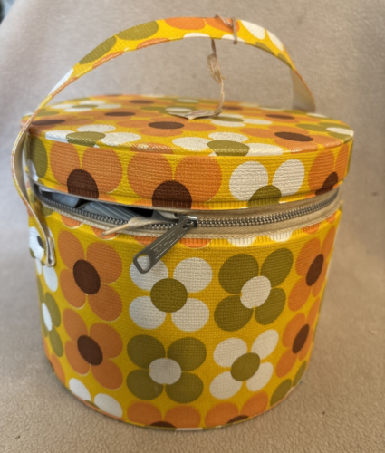 Vintage Lady Schick Tote 'n Dry Portable Hair Dryer Orange Mod Flower Power