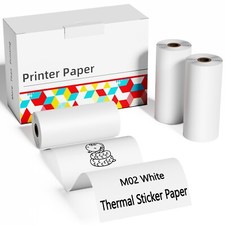 3 Rolls Sticker Self-Adhesive White Thermal Paper for Phomemo M02 M03 M04S M04AS