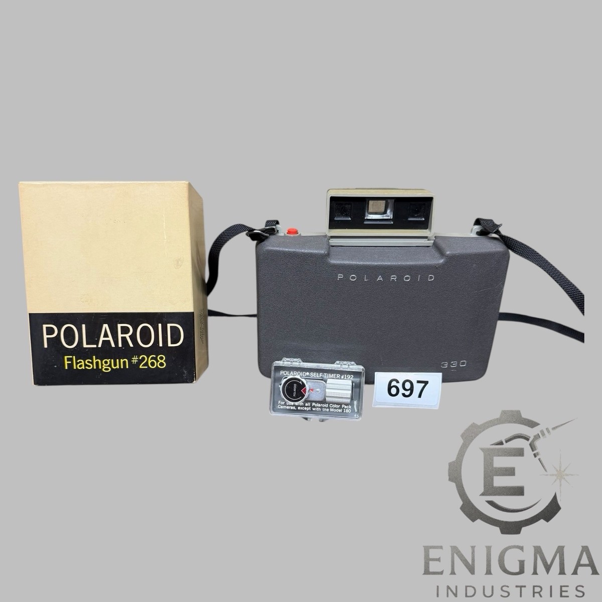 Polaroid Land Camera Model 330 w/ Flashgun #268 & Self Timer #192