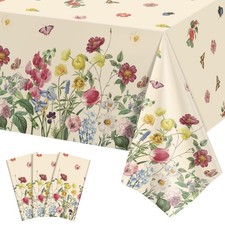 3 Pack Spring Floral Plastic Tablecloths, 54 108Inch 3 Pack, Vintage