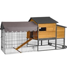 Large Mobile Chicken Coop 85 Inch Hen House 3 Nesting Box