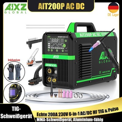 200A AC/DC Aluminium TIG-Schweißgerät Schweißmaschine 230V Puls TIG/STICK 2T/4T