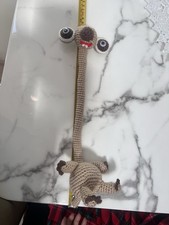 Handmade Crocheted Stuffed Animal, Small, Long Neck, Unique Design, Brown