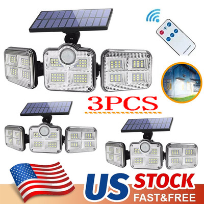 3 Head 50000LM LED Solar Lights Outdoor Waterproof Motion Sensor Security Lamp