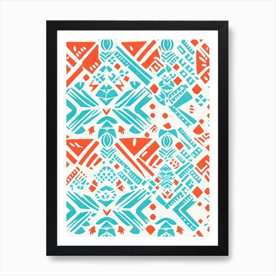 Fidschi, inspiriertes Reisemuster 3 Kunst gerahmtes Wandbild Poster Leinwanddruck Bild