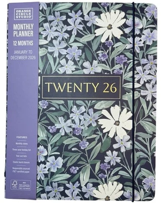 2026 Monthly 12 months Planner Orange Circle Studio OCS Purple Lavender Flowers
