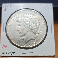 1925 $1 Peace Dollar S Mint Mark Business Strike Silver Coin San Francisco