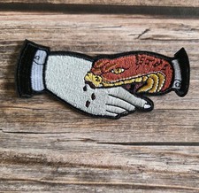 Rockabilly Snake Biting Hand Tattoo Style Punk Rock Grunge Iron On Patch